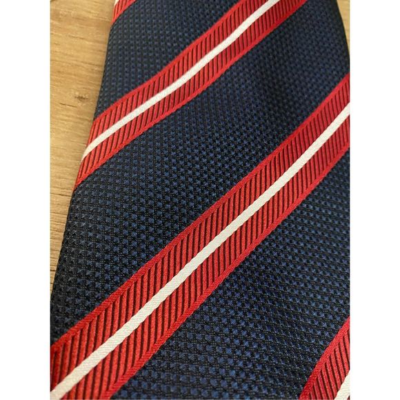 Pierre Cardin NWT Navy Blue, Red, White Stripe Tie - Picture 5 of 5
